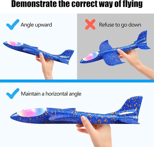 Colorful 2-Pack Throwing Airplanes with LED Lights, Perfect Outdoor Toys - Picture 5 of 9
