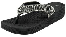 Dunlop Womens Low Wedge Flip Flops - Slip On Summer Comfort Beach Sandals