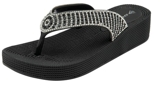 Dunlop Womens Low Wedge Flip Flops - Slip On Summer Comfort Beach Sandals - Picture 5 of 7