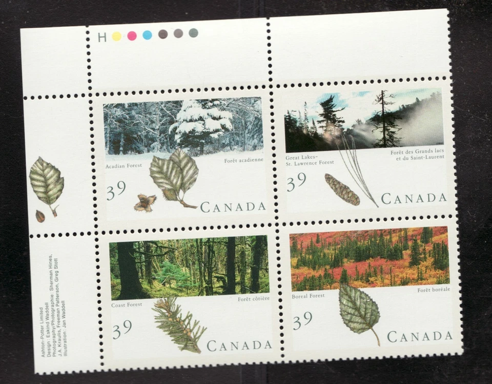 Sc#1283-83 - 1990 Petro Canada Majestic Forest corner block envelope contents - Image 2 of 4