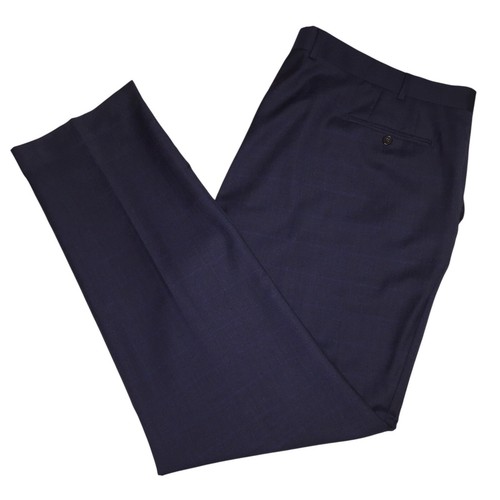 Ralph Lauren Black Label Men Wool Blend Stretch 58L Blue Plaid Suit Pants 46x34 - Picture 14 of 17