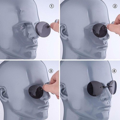 *Clip Nose Sunglasses Round Glasses Morpheus Matrix Sun UV400 Frameless A0I3 - Picture 7 of 14