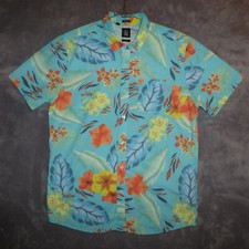 Volcom Shirt Mens XL Blue Floral all over print Short sleeve Button Modern fit