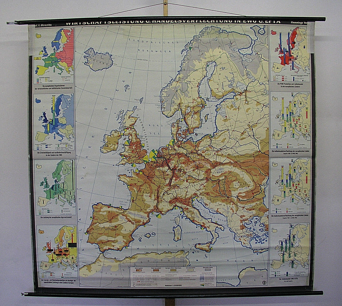 Schulwandkarte Eg Eec Eur Western Europe Europakarte Economy 197x189 ~ 1957