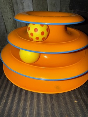 Petstages Tower of Tracks Cat Toy, Orange 3 Balls