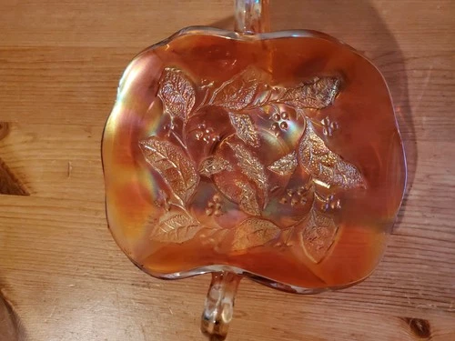 Carnival Glass ADVERTISING Millersburg Marigold ISAAC BENESCH Holly Card Tray