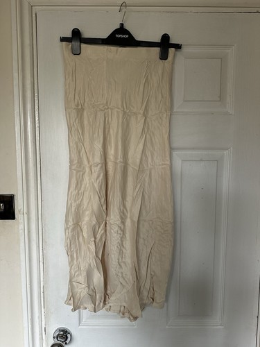 Zara Ivory Champagne Midi Skirt With Slit