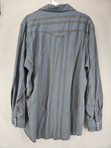 Wrangler Authentic Western Long Sleeve, Charcoal/Blue Stripe, 2XLT, NWT - Picture 6 of 11