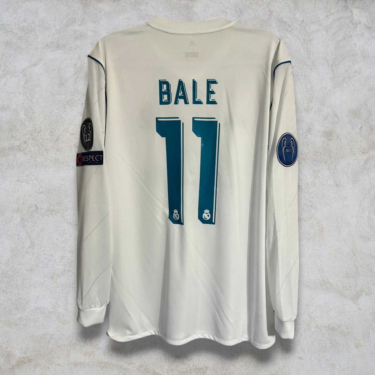 【正規17-18 Real Madrid  L/S BALE #11】 Gareth Bale #11 Real Madrid 2017/2018 Home White Long Sleeve