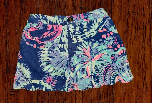 Lilly Pulitzer "Blue Haven Raising Shell"print Skort,Girls Size 8