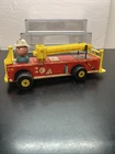 Vintage Fisher. Price Pull Toy #630 Ladder Fire Truck Wood Base/ Plastic W4