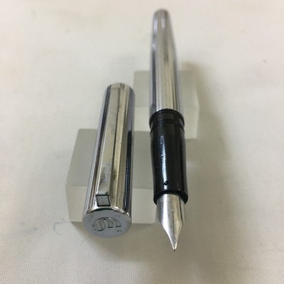 Waterman Brush Metal lined Black  FP steel Med nib+No converter+ Cart NEW France