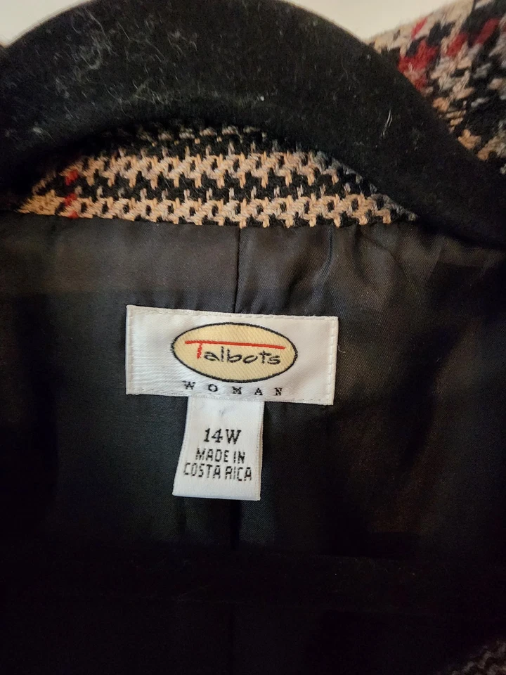 Blazer Talbots Mujer Talla 14W Rosa Mezcla de Lana a Cuadros Cuatro Botones Nuevo con Etiquetas Foto 2 de 4