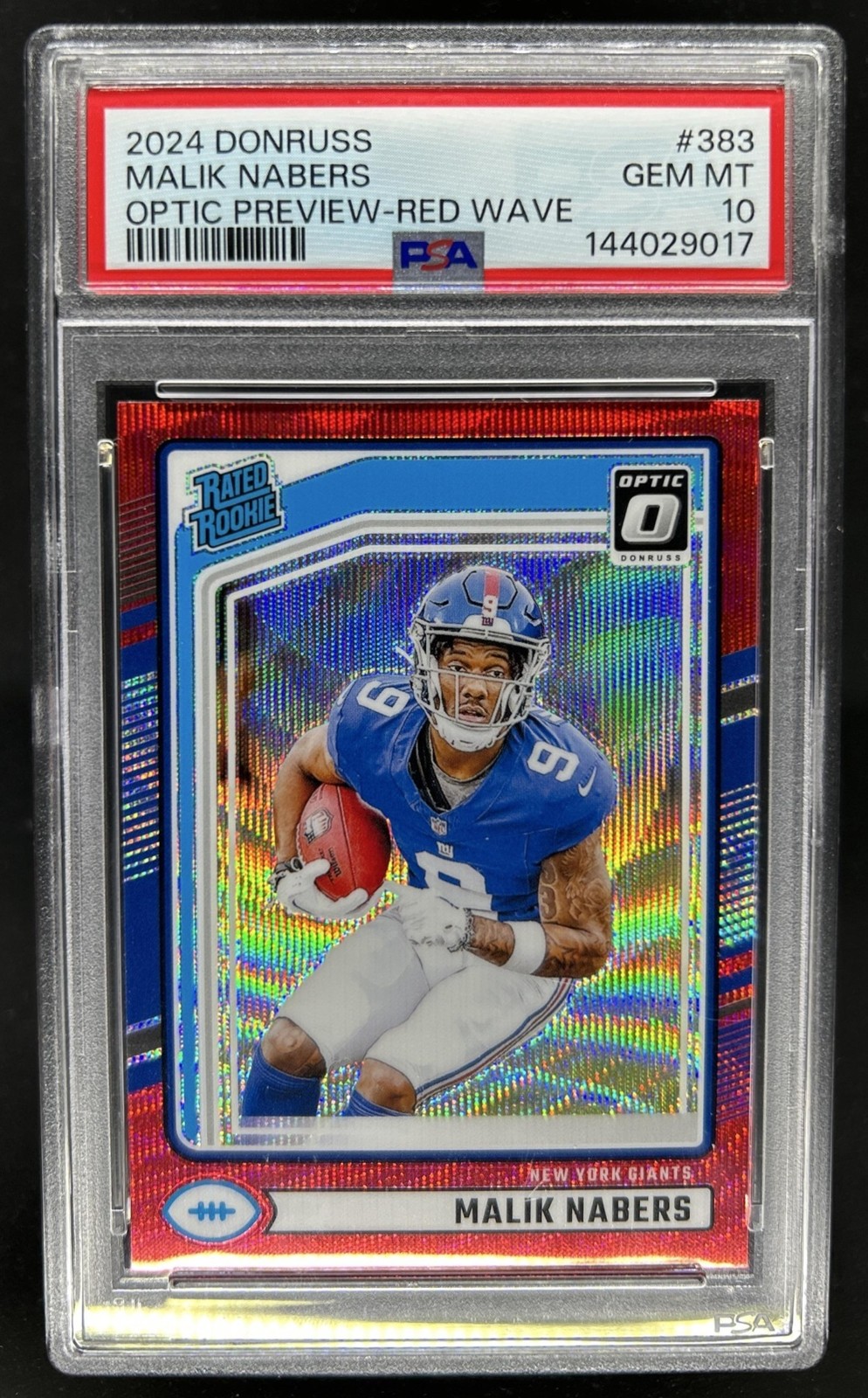 Malik Nabers Panini Donruss #383 Optic Preview-Red Wave
