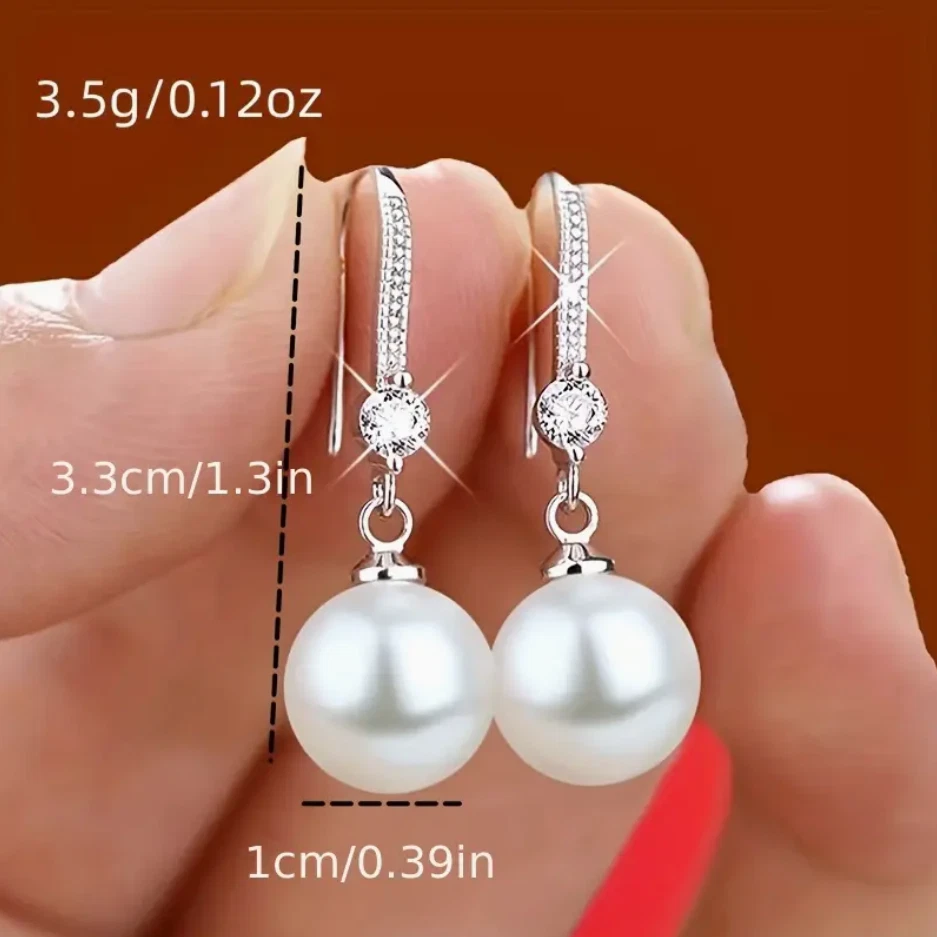 Faux Pearl Drop Earrings Fashion Women Ladies Jewllery Wedding Party Gift UK NEW - Image 3 of 4