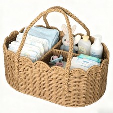 Diaper Caddy Organizer, Paper Rope Storage Baskets Nursery Bin with Removable...