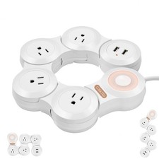 CORATED Flexible Surge Protector Power Strip with 2 USB Ports and 4 Outlets f...