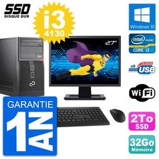 PC Tour Fujitsu P520 MT Ecran 27" Intel i3-4130 RAM 32Go SSD 2To Windows 10 Wifi
