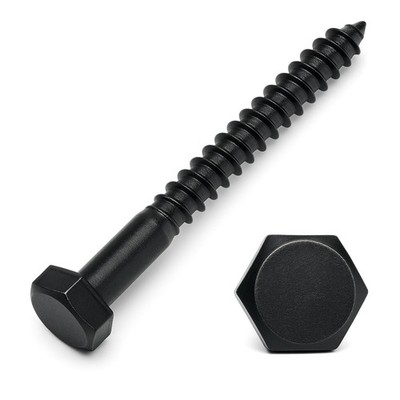5/16 x 5 Inch Black Lag Bolt 304 Stainless Steel Heavy Duty Wood Screw 20 PCS