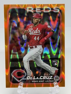 2024 Topps Chrome Update Elly De La Cruz Orange RayWave /25 #USC150 RC Reds