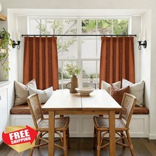 Terracotta Cafe Curtains 25x30 Inch, Pinch Pleat Farmhouse Semi Sheer Drapes