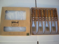 Steak Besteck Holzgriff Edelstahl & Akazienholz 8 teilig Neu in OVP