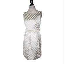 Eliza J Gold Metallic On Cream V Back Holiday Special Occasion Dress Size 8