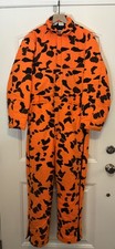 Vintage Cabelas Hunting Coveralls Mens Blaze Orange Camo Insulated Made USA Med
