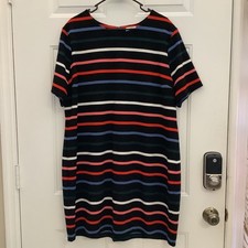 Old Navy Short Sleeve Striped Ponte Shift Dress Size XXL Black-Multicolor