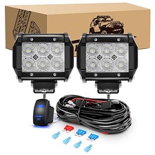2PCS 18W LED Pods Flood Light Bar Fog Light Driving Lighting with 12V 5Pin