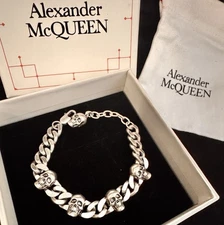 Vintage Of  Alexander McQueen Silver Skulls Bracelet With Box And Dust Bag