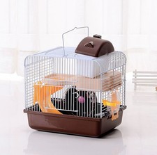 2-Tier Hamster Pet Habitat Cage Foldable Travel Carrier Portable with Wheel