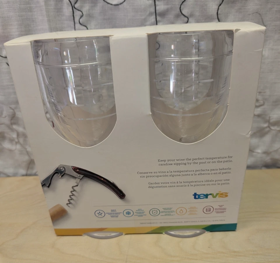 Juego de 2 copas de vino Tervis 9 OZ de tallo largo nuevas en caja Foto 2 de 3