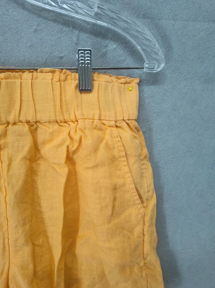 Pantalón Corto Mujer J Crew Extra Pequeño Amarillo 100% Lino Pull On Recto Calce Regular Foto 3 de 4