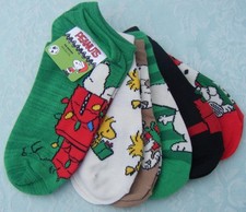 Peanuts Snoopy Holiday Women's No-Show Socks 6 Pairs Shoe Sz 4-10 New S4/8353