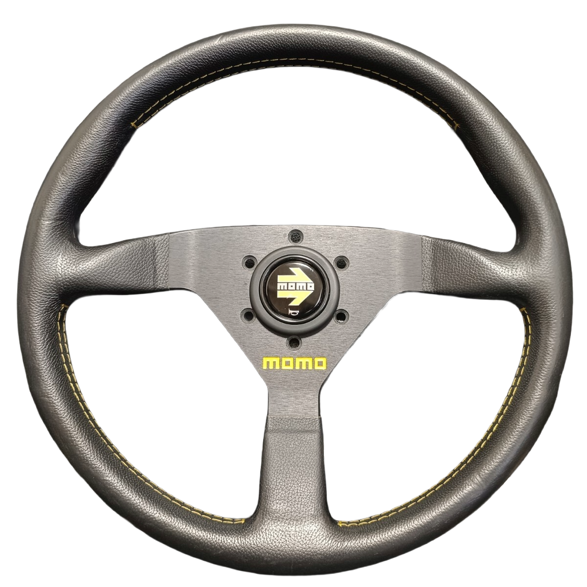 MOMO Veloce Racing Leather Steering Wheel 345mm Yellow JDM Honda