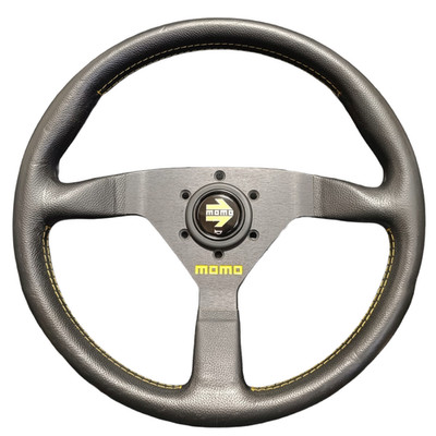 MOMO Veloce Racing Leather Steering Wheel 345mm Yellow JDM Honda MOMO Veloce Racing Leather Steering Wheel 345mm Yellow JDM Honda