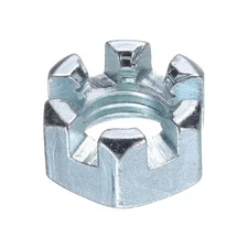 1/2"-13 Hexagon Slotted Nut, Grade 6.8 Carbon Steel Hex Nuts, Silver, 1Pcs