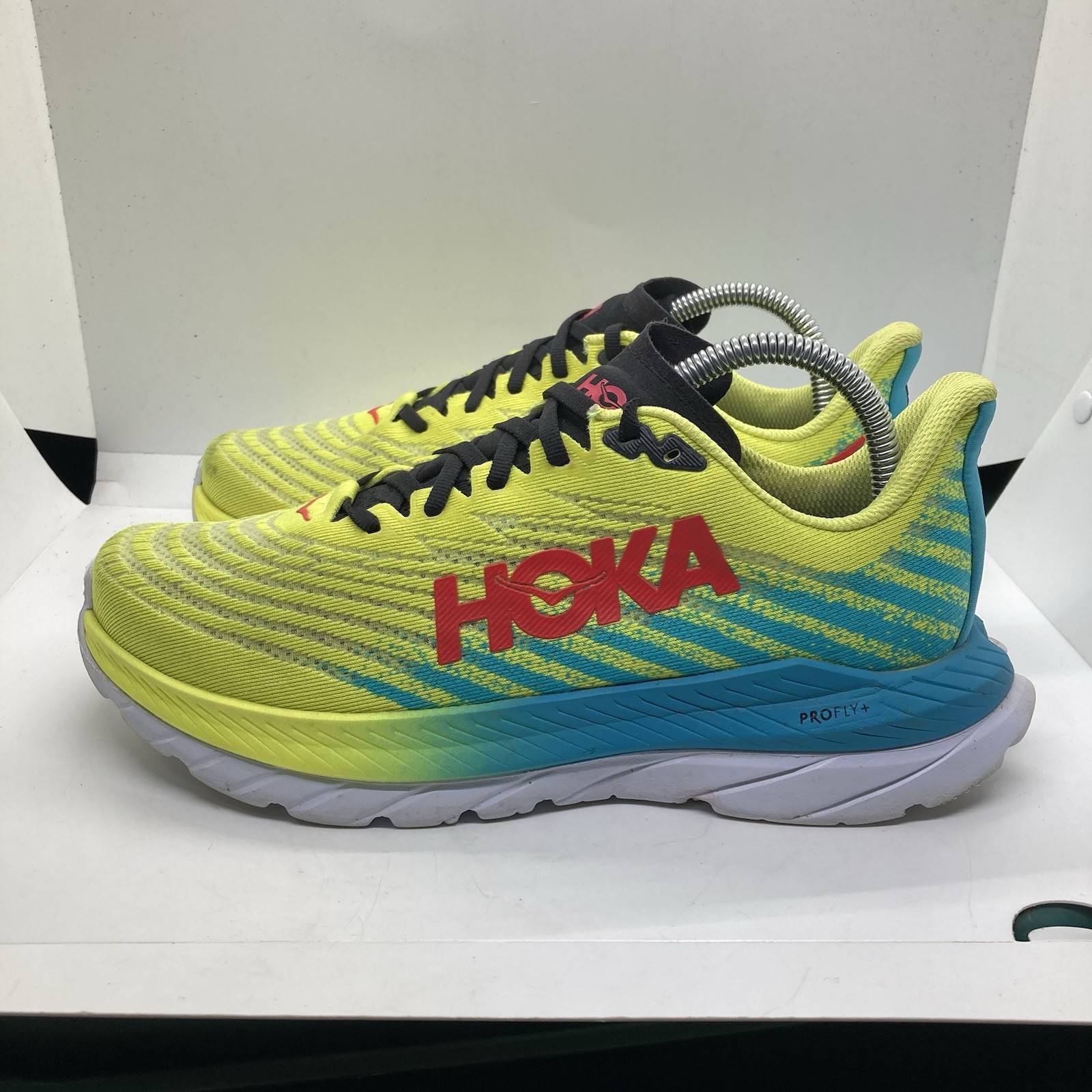 Hoka One One Mach 5 Shoes Womens 8B Yellow Blue Running Sneakers PROFLY Athletic