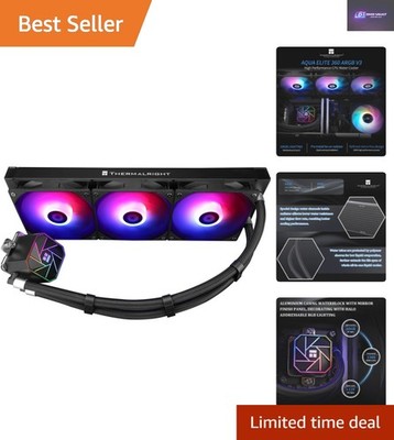 Stylischer 360mm Liquid CPU Kühler mit ARGB Lüfter - Kompatibel mit AMD & Intel