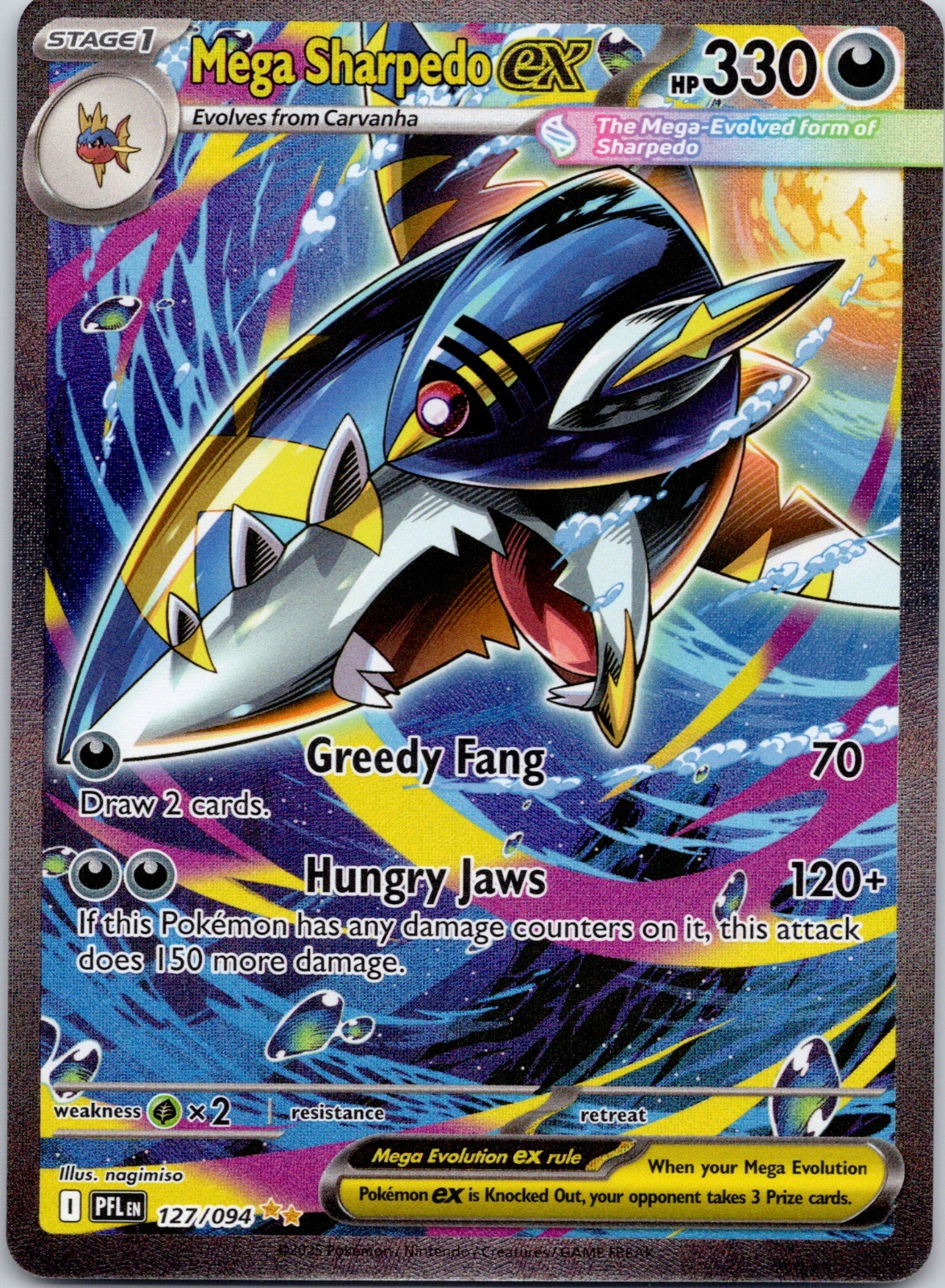 Mega Sharpedo ex Holo Special Illustration Rare ME02: Phantasmal Flames 127/094