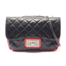Chanel Leather Tricolor Shoulder Bag Women Black One Size