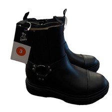 Kids' Crosby Harness Moto Boots - Art Class Black Size 3 Zipper Closure