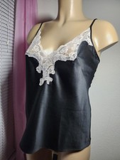 Adore Me Satin Black W/ Pink Lace Trim Cami Medium NWOT