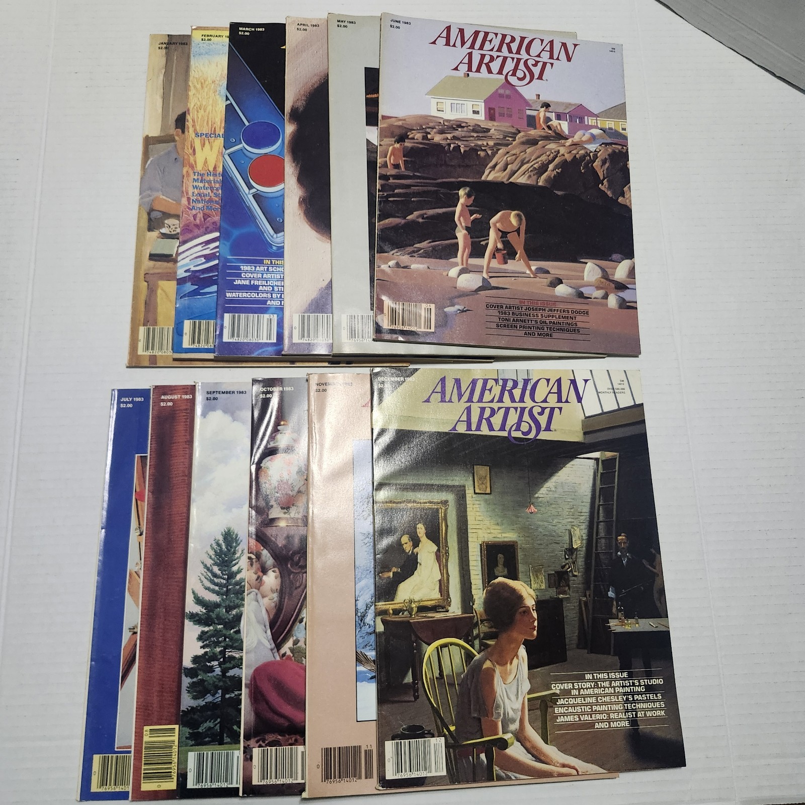 Vintage 1983 American Artist Magazines Lot Of 12 Year Of 1983 January-December
