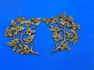 Vintage Pair of Burwood #2795 Dogwood Blossoms Wall Décor, Gold Painted Plastic