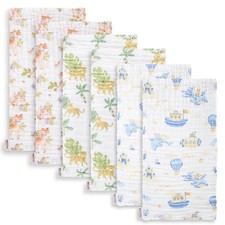 Muslin Baby Burp Cloths 20x10 Inch 6 Layer Absorbent Cotton Floral Pack Of 6