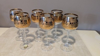 Bohemia Crystal-Weinrömer Set 6x Goldrand Verzierungen