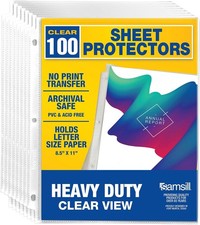 100 Pack Heavy Duty Sheet Protectors, Crystal Clear, 8.5x11 Inch Page Protectors