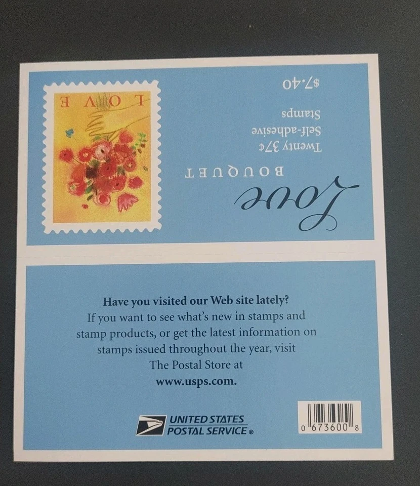 US Stamps 2005 37 cent Love Flowers complete booklet of 20 Scott #3898a, Mint NH - Image 2 of 3